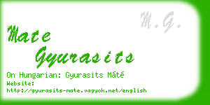 mate gyurasits business card